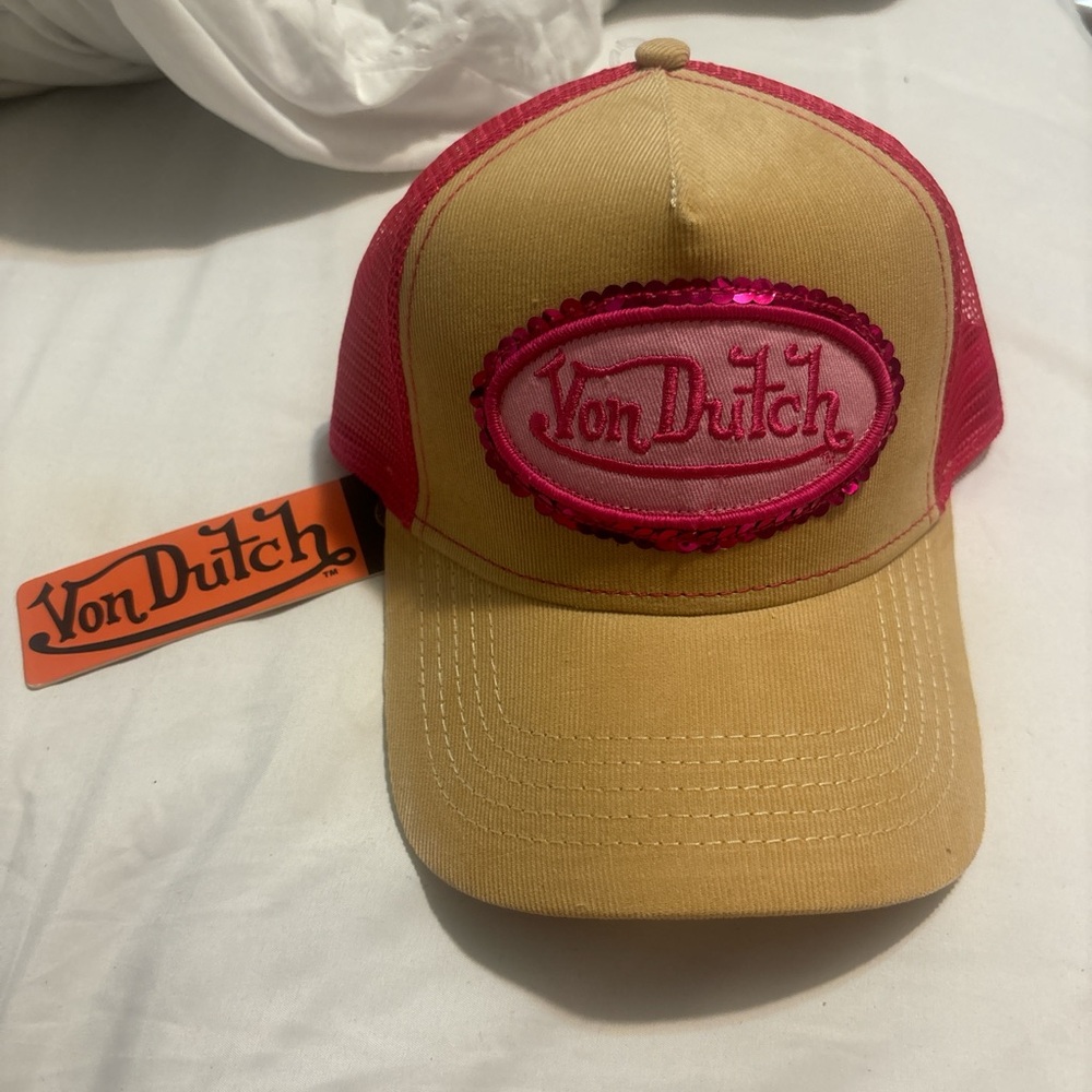 Von Dutch Pink and Tan Trucker Hat